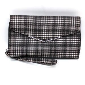 No Boundaries Wristlet Womens Black White S Clutch Purse‎ Snap Zip Pockets